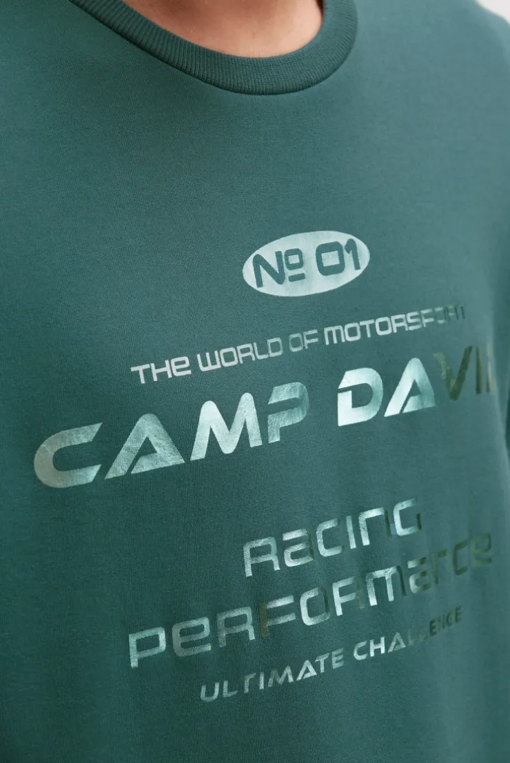 Sweatshirt aus Interlock mit Folienprint petrol green