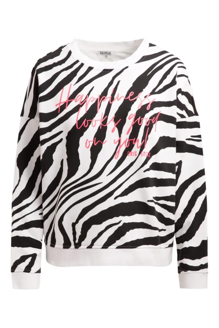 Sweatshirt mit Zebra-All-Over-Print opticwhite