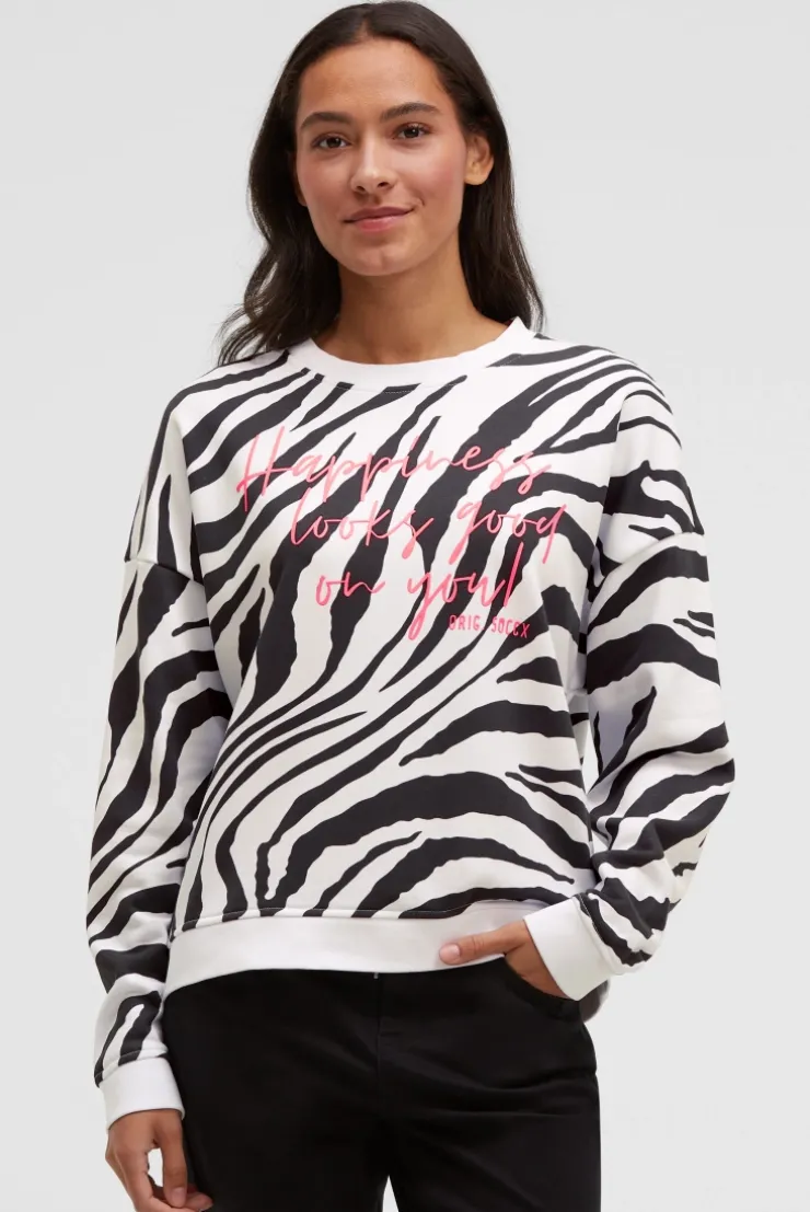 Sweatshirt mit Zebra-All-Over-Print opticwhite