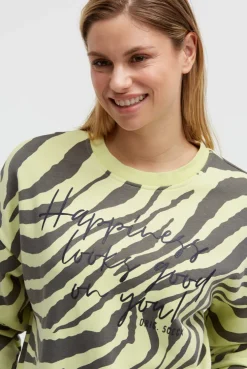 Sweatshirt mit Zebra-All-Over-Print vivid lemon