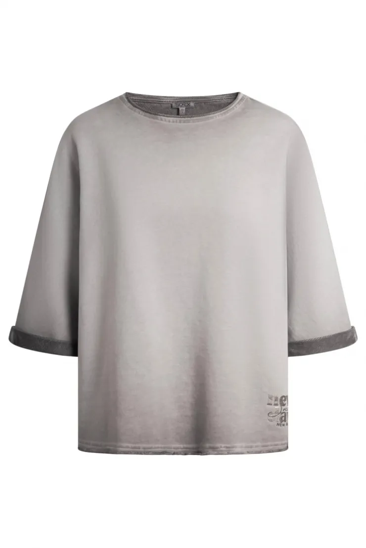 Sweatshirt Oil Dyed mit Kurzarm und Backprint fresh grey