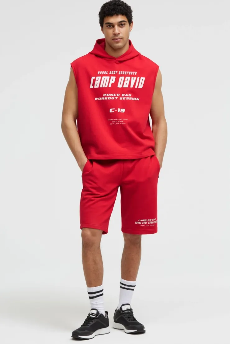 Sweatshorts mit Label Print energy red