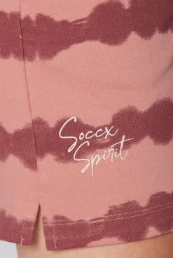 Sweatshorts mit Streifen im Batik-Look beachy red | XL