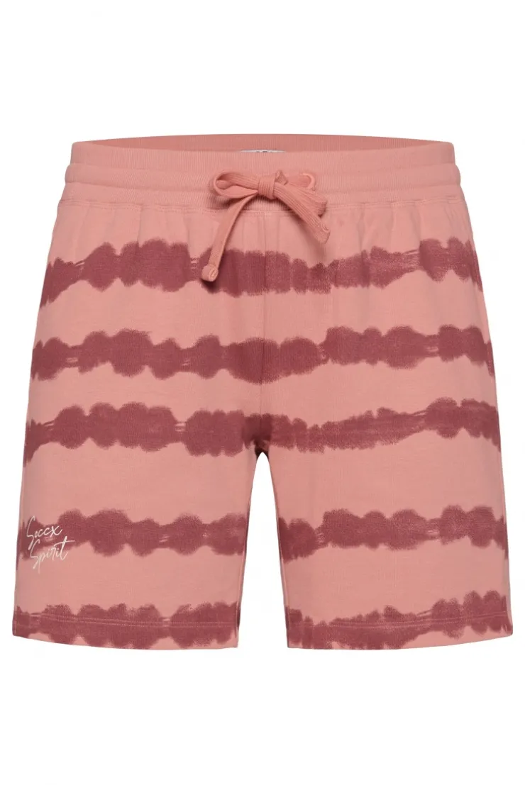 Sweatshorts mit Streifen im Batik-Look beachy red | XL