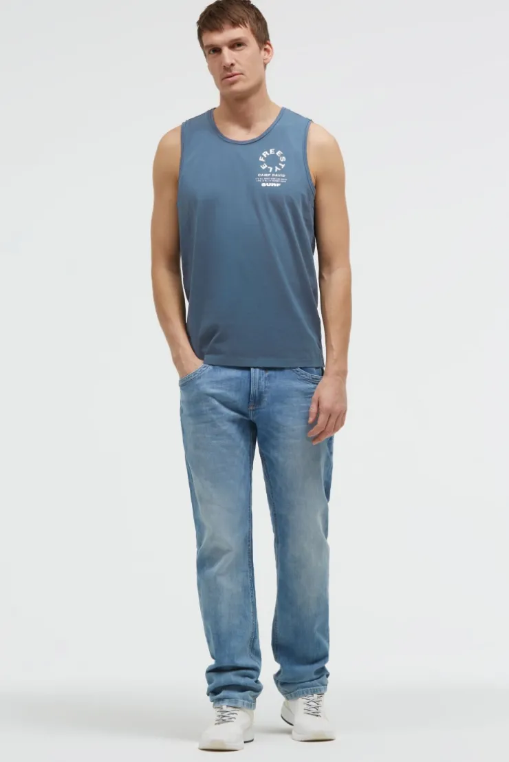 Tanktop mit Rücken - Print harbour blue