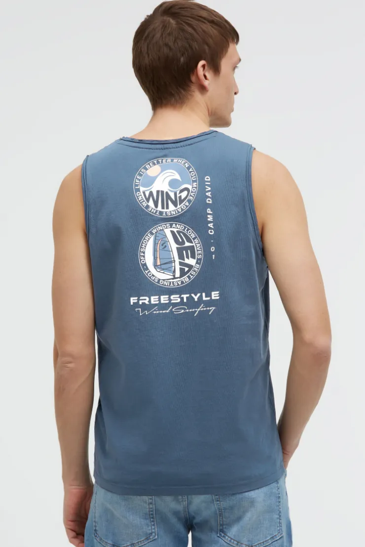 Tanktop mit Rücken - Print harbour blue