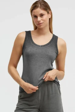 Tanktop mit V-Neck und Rückenprint black