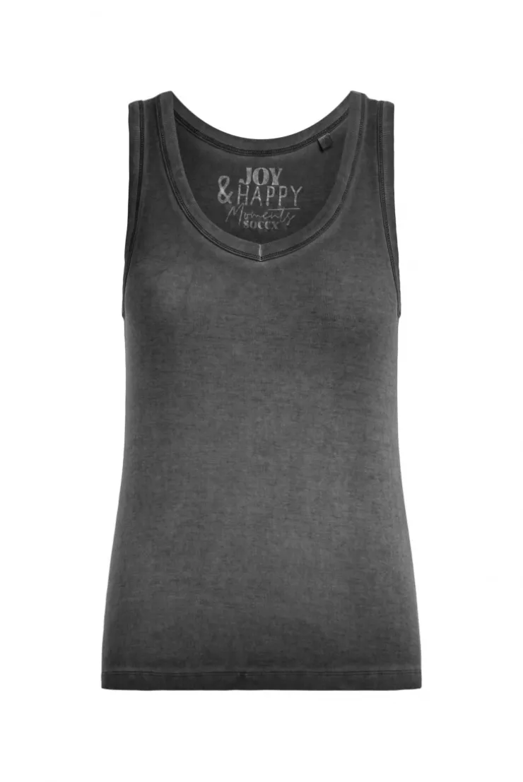 Tanktop mit V-Neck und Rückenprint black