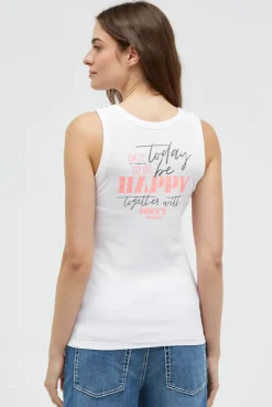 Tanktop mit V-Neck und Rückenprint opticwhite