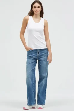 Tanktop mit V-Neck und Rückenprint opticwhite