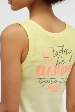 Tanktop mit V-Neck und Rückenprint vivid lemon
