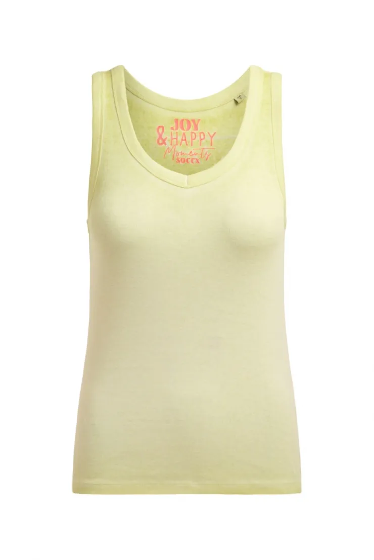 Tanktop mit V-Neck und Rückenprint vivid lemon