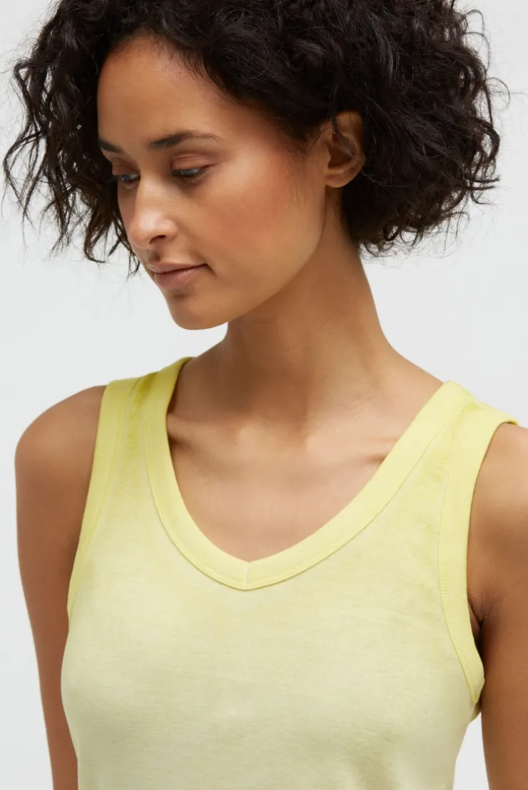 Tanktop mit V-Neck und Rückenprint vivid lemon