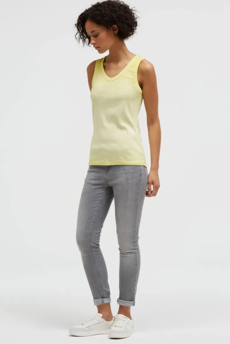 Tanktop mit V-Neck und Rückenprint vivid lemon