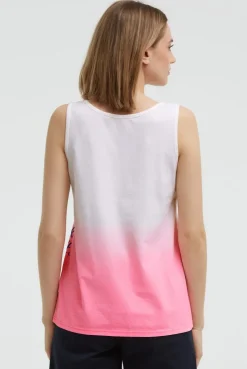 Top Dip Dye mit Label Print neon pink