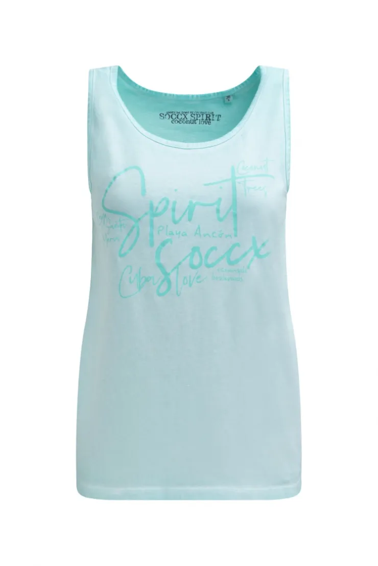 Top Inside Oil Dyed mit Logo Print aqua splash