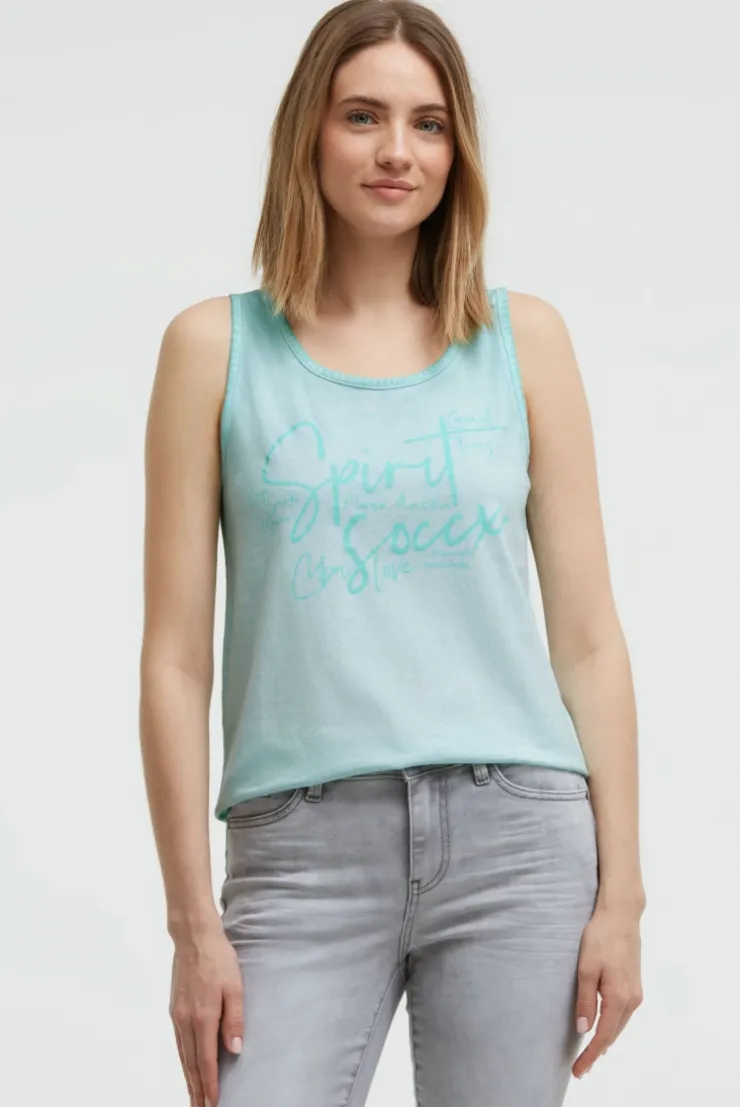 Top Inside Oil Dyed mit Logo Print aqua splash