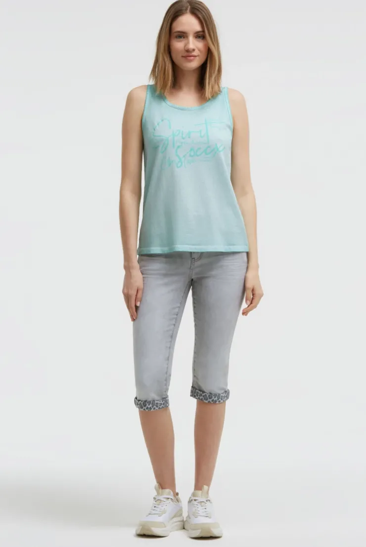 Top Inside Oil Dyed mit Logo Print aqua splash