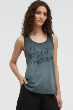 Top Inside Oil Dyed mit Logo Print green shadow