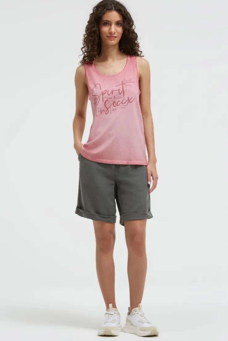 Top Inside Oil Dyed mit Logo Print beachy red