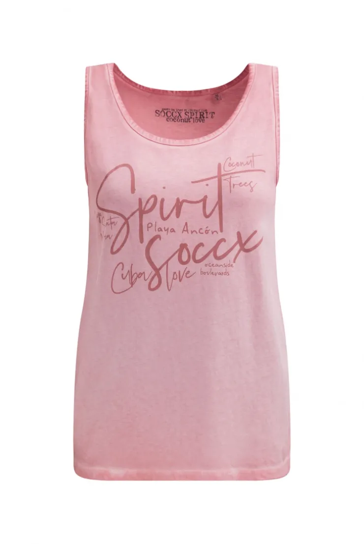 Top Inside Oil Dyed mit Logo Print beachy red