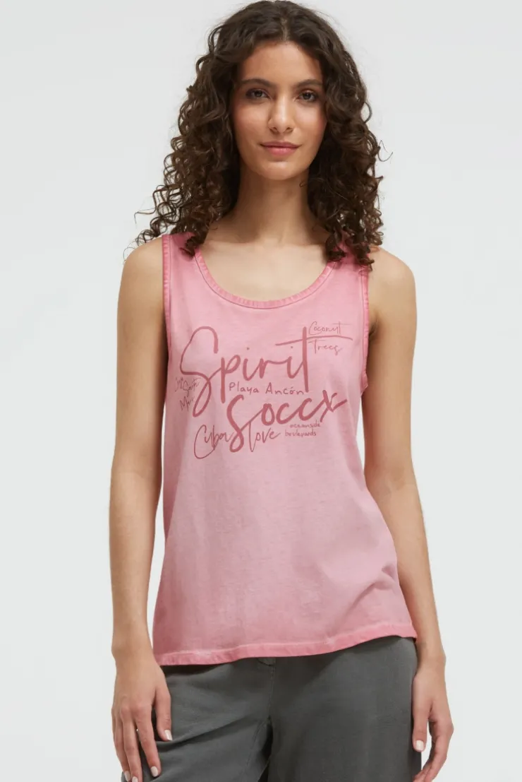 Top Inside Oil Dyed mit Logo Print beachy red