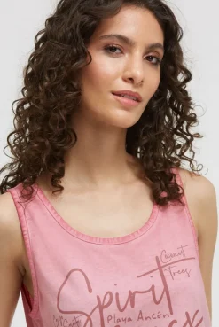 Top Inside Oil Dyed mit Logo Print beachy red