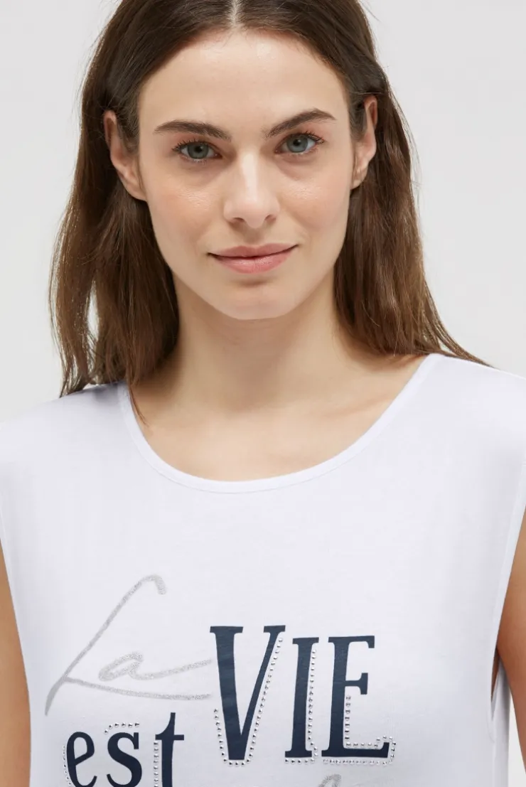 Top mit Artwork und Rücken - Detail opticwhite