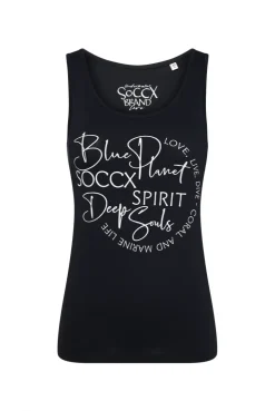 Top mit Label Print blue navy