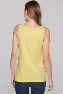 Top mit Label Print faded yellow