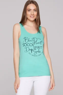 Top mit Label Print flash aqua