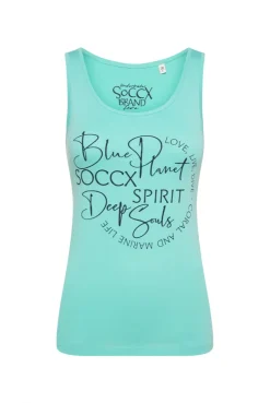 Top mit Label Print flash aqua