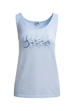 Top Oil Dyed mit Folienprint soft ocean