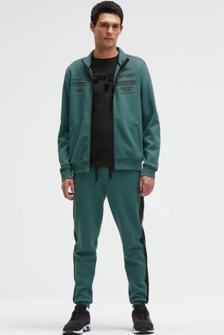 Trainingsjacke aus Interlock mit Rubber Prints petrol green