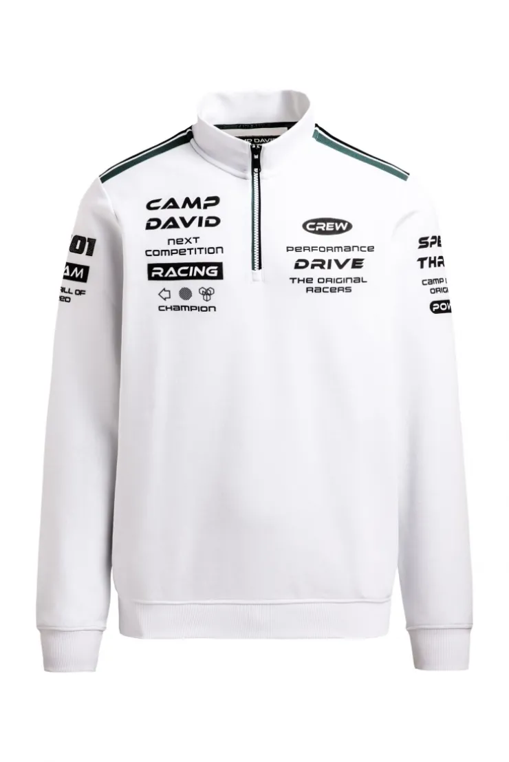 Troyer-Sweatshirt aus Interlock mit Rubber Artworks opticwhite