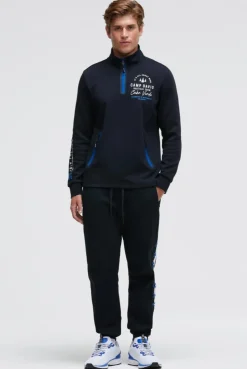 Troyer-Sweatshirt aus Interlock mit Rücken-Artwork blue navy