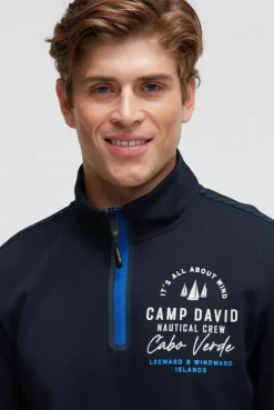 Troyer-Sweatshirt aus Interlock mit Rücken-Artwork blue navy