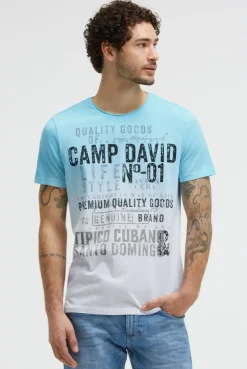 T-Shirt Dip Dye mit Vintage Print aqua splash