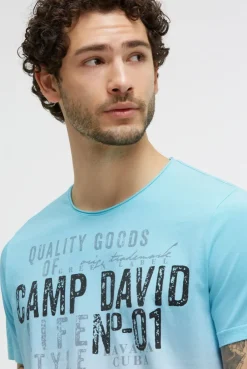T-Shirt Dip Dye mit Vintage Print aqua splash