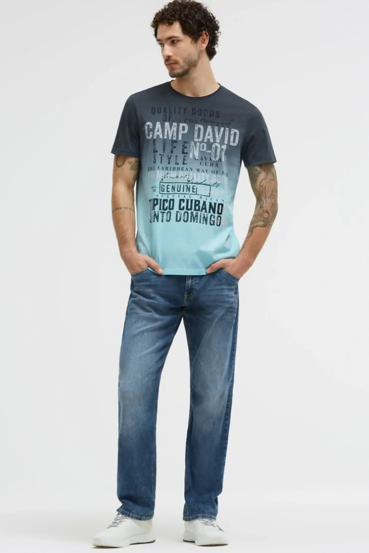 T-Shirt Dip Dye mit Vintage Print green shadow