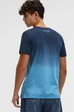 T-Shirt Dip Dye mit Wording Prints blue navy