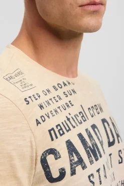 T-Shirt Dip Dye mit Wording Prints sea sand