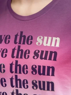T-Shirt Dip Dye mit Wording Print vivid pink