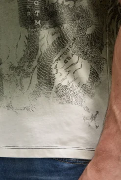 T-Shirt mit All Over Print und Spray -Wash -Effekt green olive