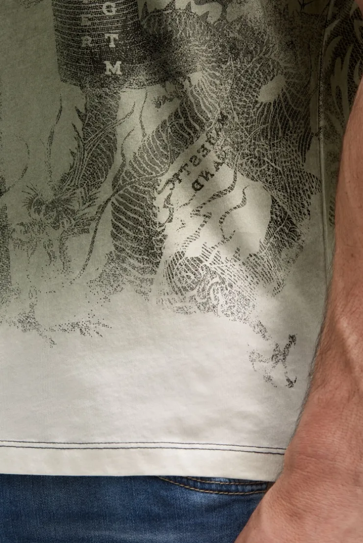 T-Shirt mit All Over Print und Spray -Wash -Effekt green olive