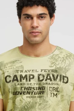 T-Shirt mit All Over Print und Spray-Wash-Effekt lemon juice