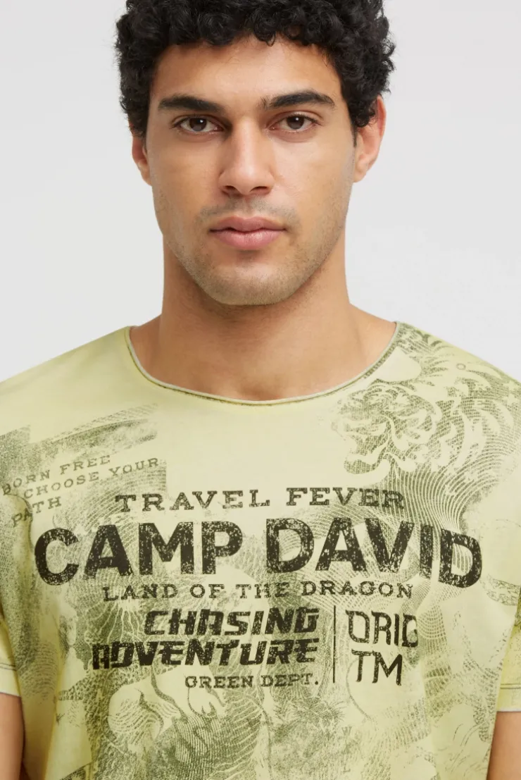 T-Shirt mit All Over Print und Spray-Wash-Effekt lemon juice
