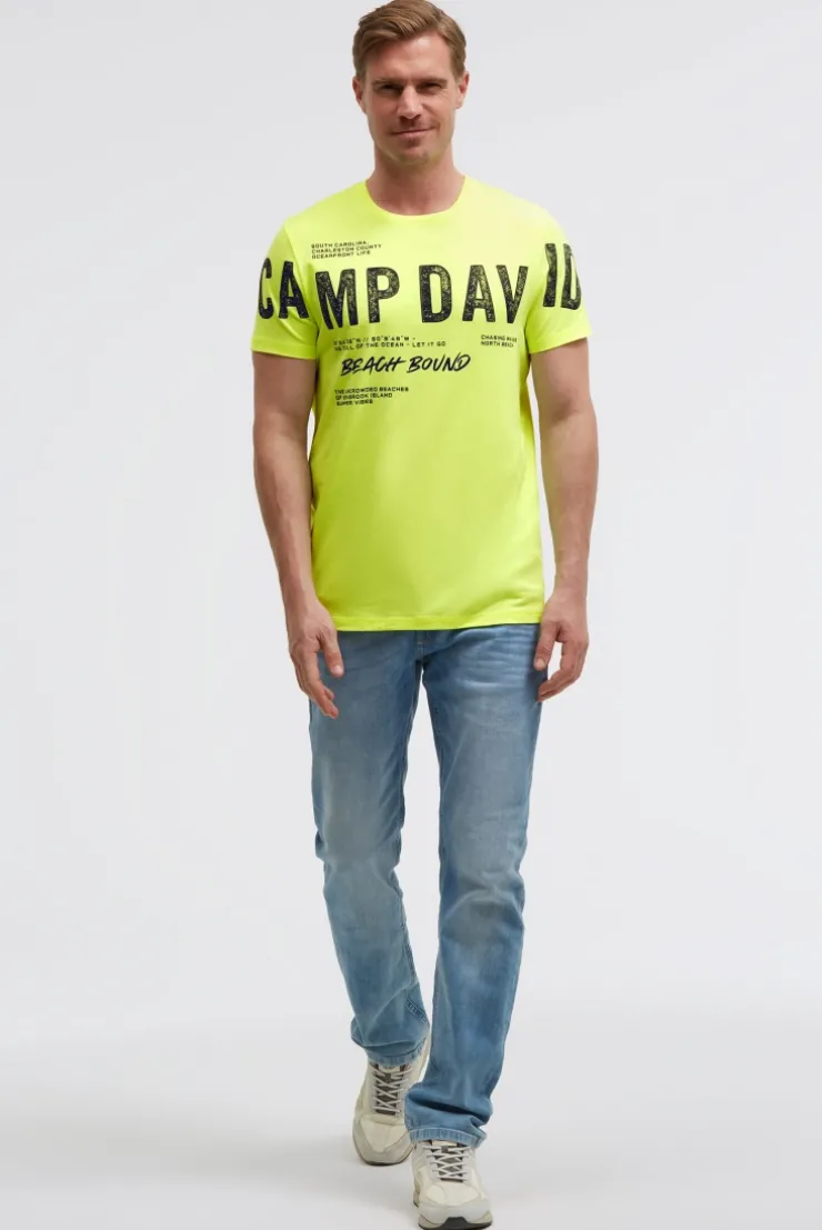 T-Shirt mit auffälligem Logo Print neon lime