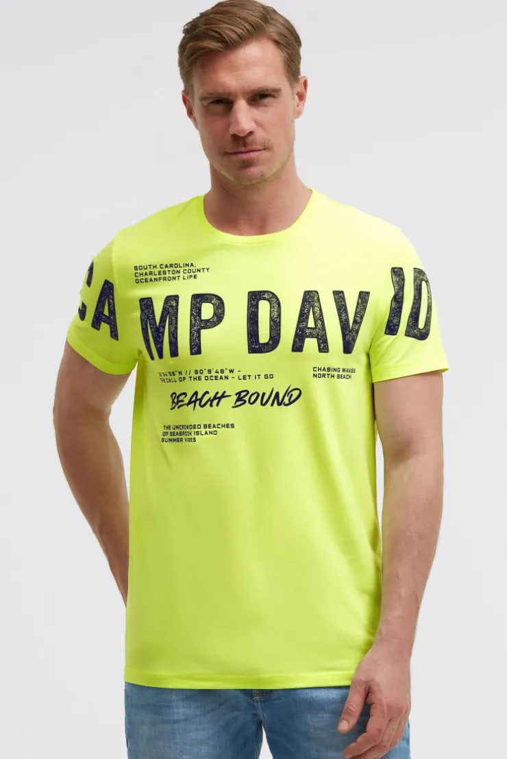 T-Shirt mit auffälligem Logo Print neon lime