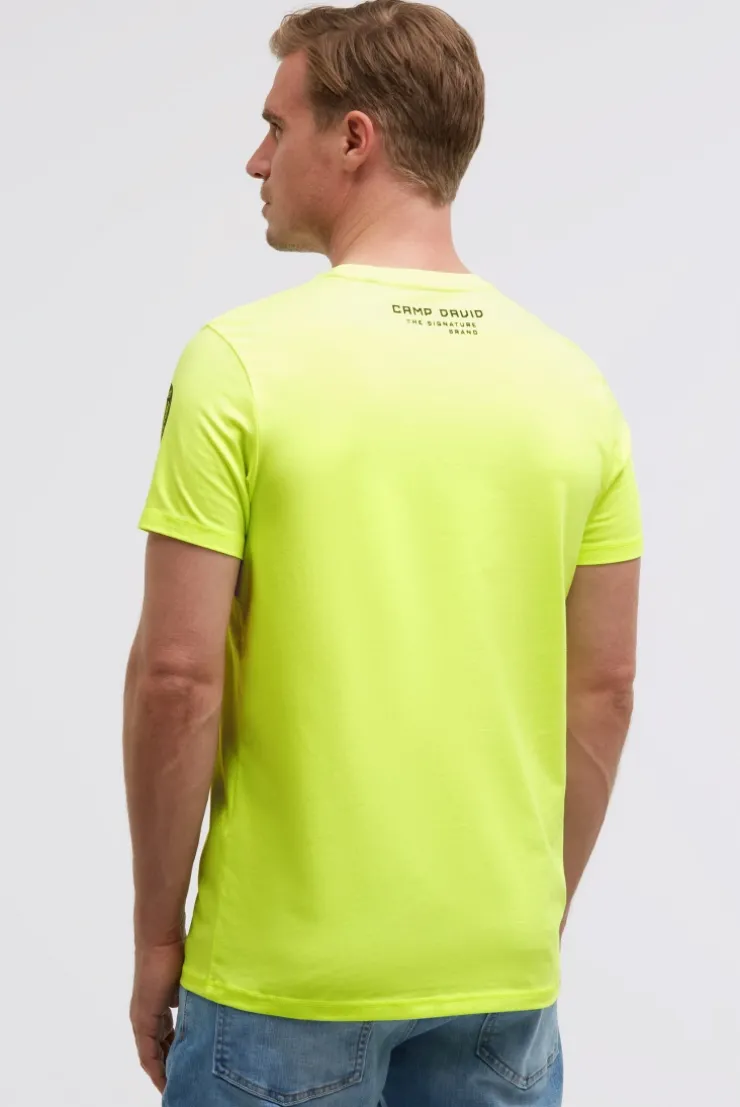 T-Shirt mit auffälligem Logo Print neon lime